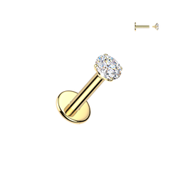 Titanium Internally Threaded Moissanite Labret Stud Tragus Lobe Helix