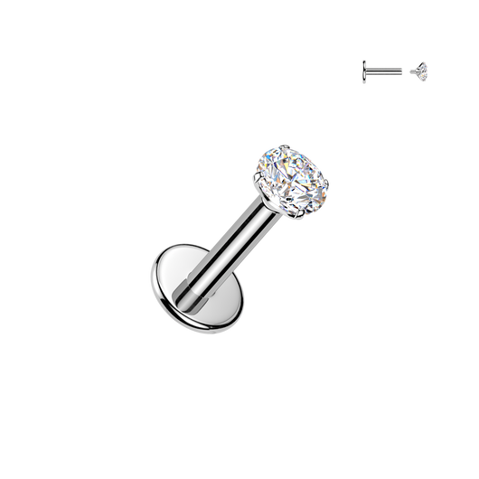 Titanium Internally Threaded Moissanite Labret Stud Tragus Lobe Helix