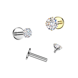 Titanium Internally Threaded Moissanite Labret Stud Tragus Lobe Helix