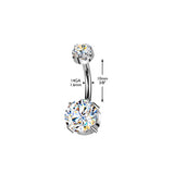 Titanium Double Prong Set Moissanite Belly Button Ring