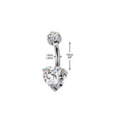 Titanium Double Prong Set Heart Moissanite Belly Button Ring