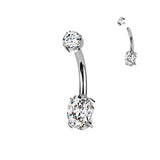 Titanium Double Prong Set Oval Moissanite Belly Button Ring