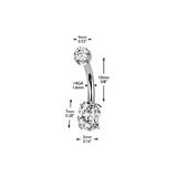Titanium Double Prong Set Oval Moissanite Belly Button Ring