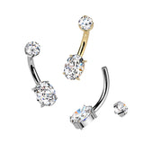 Titanium Double Prong Set Oval Moissanite Belly Button Ring