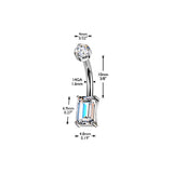 Titanium Rectangular Emerald Cut Moissanite Belly Button Ring
