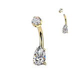 Titanium Teardrop Prong Set Moissanite Belly Button Ring