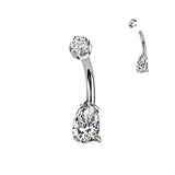 Titanium Teardrop Prong Set Moissanite Belly Button Ring
