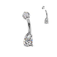 Titanium Teardrop Prong Set Moissanite Belly Button Ring