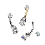 Titanium Teardrop Prong Set Moissanite Belly Button Ring