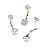 Titanium Double Prong Set Moissanite Belly Button Ring 5 & 6mm