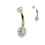 Titanium Prong Set Oval Moissanite Belly Button Ring