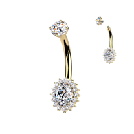 Titanium Prong Set Oval Moissanite Belly Button Ring