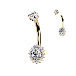 Titanium Prong Set Oval Moissanite Belly Button Ring