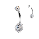 Titanium Prong Set Oval Moissanite Belly Button Ring