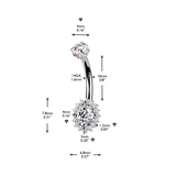Titanium Prong Set Oval Moissanite Belly Button Ring