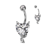 CZ Heart With Devil Horns and Tail  Belly Button Navel Rings