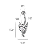 CZ Heart With Devil Horns and Tail  Belly Button Navel Rings