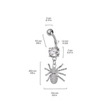 Double Jeweled CZ With CZ Pave Spider Navel Belly Button Ring