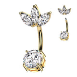 Marquise CZ Fan & Prong Set CZ Navel Belly Button Ring