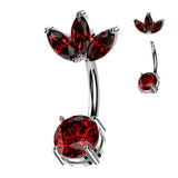 Marquise CZ Fan & Prong Set CZ Navel Belly Button Ring