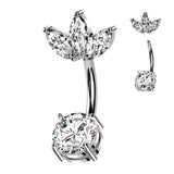 Marquise CZ Fan & Prong Set CZ Navel Belly Button Ring