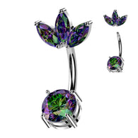 Marquise CZ Fan & Prong Set CZ Navel Belly Button Ring