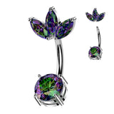 Marquise CZ Fan & Prong Set CZ Navel Belly Button Ring