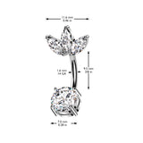 Marquise CZ Fan & Prong Set CZ Navel Belly Button Ring