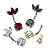 Marquise CZ Fan & Prong Set CZ Navel Belly Button Ring