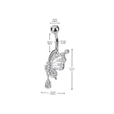 CZ Butterfly & Tear Drop Dangle Belly Button Ring