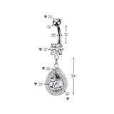316L Double Jeweled Belly Button Ring With Teardrop CZ Dangle