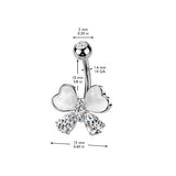 CZ & Cat's Eye Stone Heart Butterfly Belly Button Ring