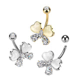 CZ & Cat's Eye Stone Heart Butterfly Belly Button Ring