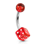 Acrylic Dice Ball 316L Surgical Steel Navel Belly Button Ring