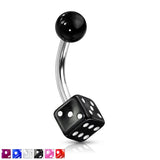 Acrylic Dice Ball 316L Surgical Steel Navel Belly Button Ring