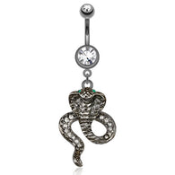 Cobra Snake Dangle Surgical Steel Navel Belly Button Ring