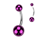 5 Pc Value Pack Glass Coating Ball Navel Belly Button Rings