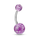 Assorted Color Ultra Glitter Ball Navel Belly Button Rings