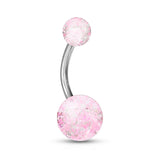 Assorted Color Ultra Glitter Ball Navel Belly Button Rings