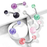 Assorted Color Ultra Glitter Ball Navel Belly Button Rings
