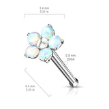 5 Opal Petals Flower Top Surgical Steel Nose Stud Rings