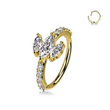 Triple Marquise CZ Top Bendable Hoop Ring