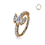 Triple Marquise CZ Top Bendable Hoop Ring