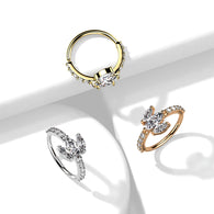 Triple Marquise CZ Top Bendable Hoop Ring