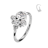 Round CZ & Ball Daith Tragus Helix Earrings Hoop Nose Rings