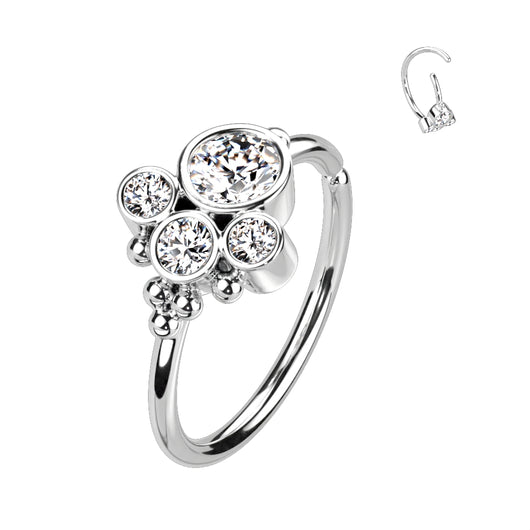 Round CZ & Ball Daith Tragus Helix Earrings Hoop Nose Rings