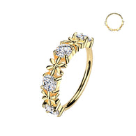 CZ & Flower Ear Cartilage Daith Tragus Helix  Nose Hoop