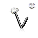 3 mm Heart Shape CZ "L" Bend Nose Stud Rings