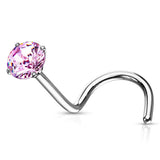 Surgical Steel Prong Set Round CZ Nose Screw Rings 20G