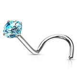 Surgical Steel Prong Set Round CZ Nose Screw Rings 20G